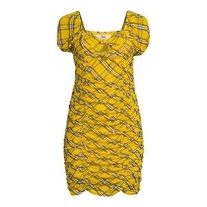 Madden NYC Junior's Ruched Dress with Puff Sleeves